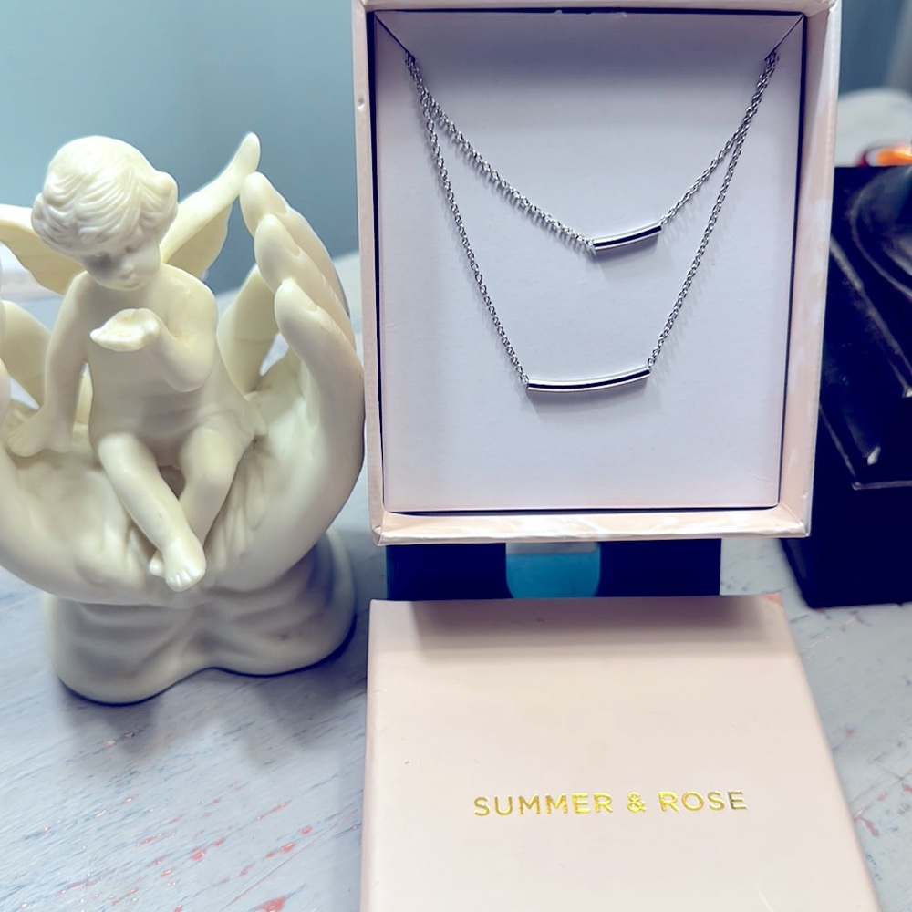 Summer & Rose Silver Double Bar Necklace